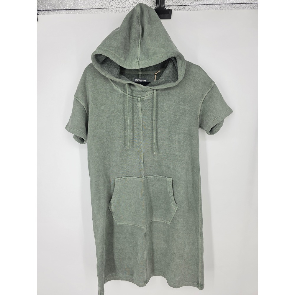 Toad&Co Epique NWT SS Hoodie Dress Duck Green Hemp Organic Cotton Size Medium‎